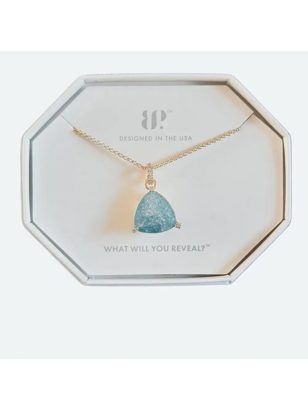 Bomb Party Necklace “Eternal Pursuit” London Blue Ice Crystal on Yellow Gold